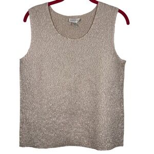 RAFAEL Women's crinkled stretch Textured Sleeveless Top Size Medium Beige Casual